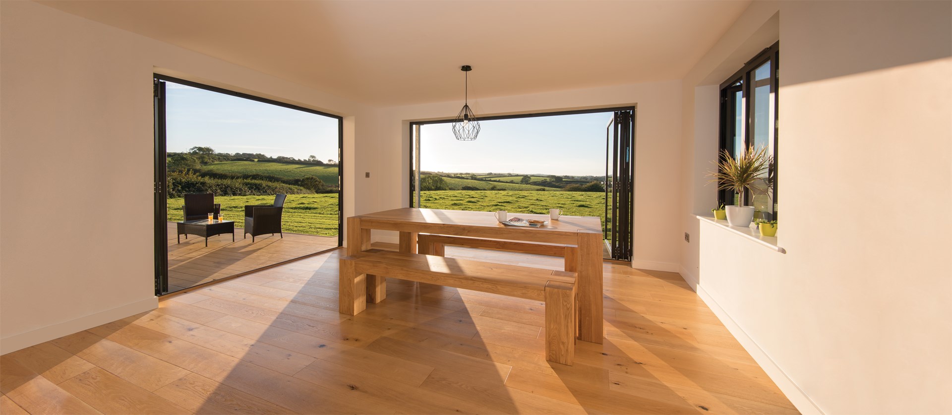 2 sets of bifold doors